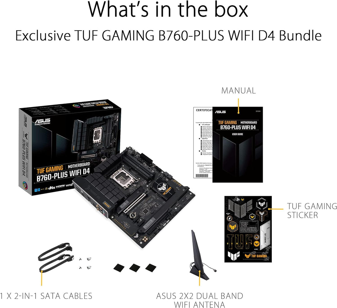 ASUS TUF GAMING B760-PLUS WIFI D4 Mainboard Sockel Intel LGA 1700 (Intel B760, ATX, DDR4 Speicher, P