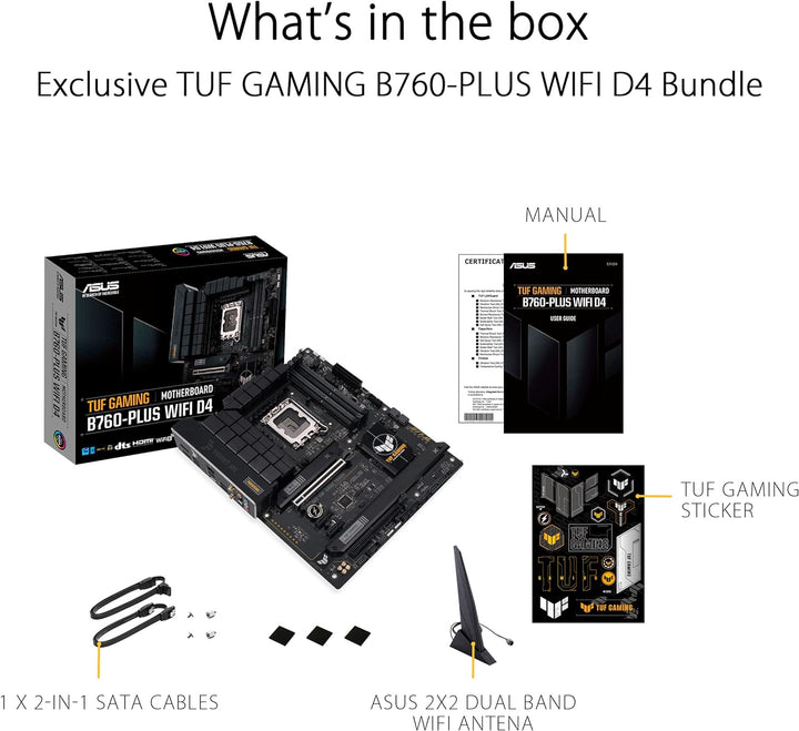 ASUS TUF GAMING B760-PLUS WIFI D4 Mainboard Sockel Intel LGA 1700 (Intel B760, ATX, DDR4 Speicher, P