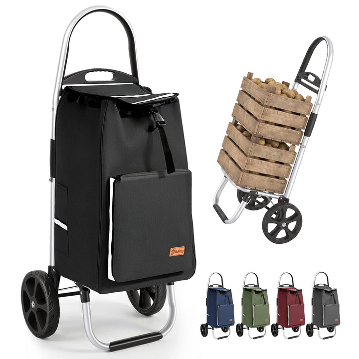 Sekey Einkaufstrolley klappbar, 50L Einkaufstasche mit Kühlfach, Aluminiumrahmen, Faltbarer Einkaufs