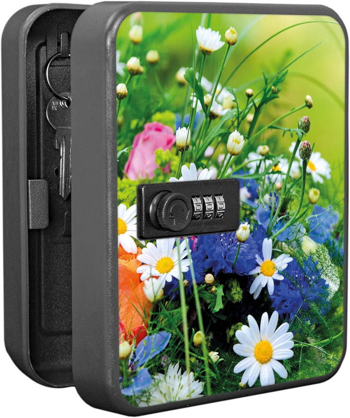 banjado® Burg-Wächter® abschliessbarer Schlüsselkasten mit Motiv Blumenstrauss für 20 Schlüssel - Sc