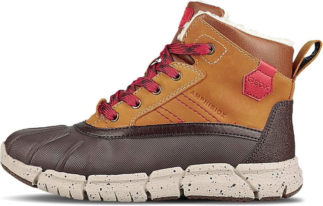 Geox Jungen J Flexyper Boy B ABX Ankle Boot 29 EU Multicolor Lt Brown Dk Red 61, 29 EU Multicolor Lt