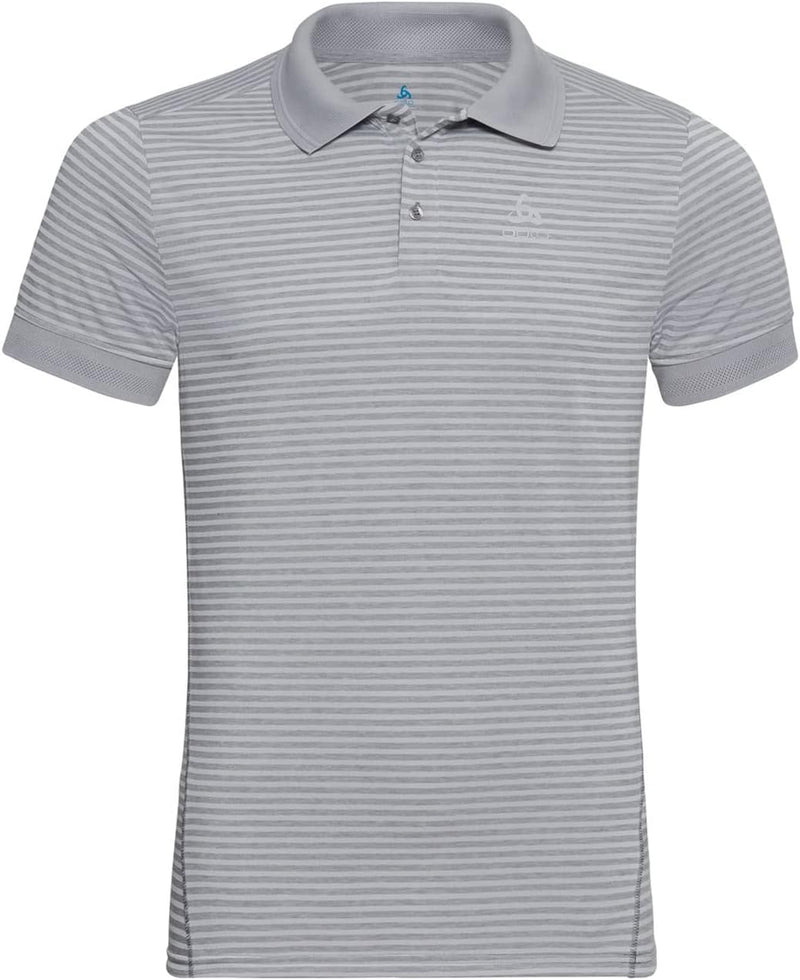 Odlo Herren Nikko_550312 Kurzarm Polo Shirt XL Odlo Concrete Grey - Odlo Silver Grey - Stripes, XL O