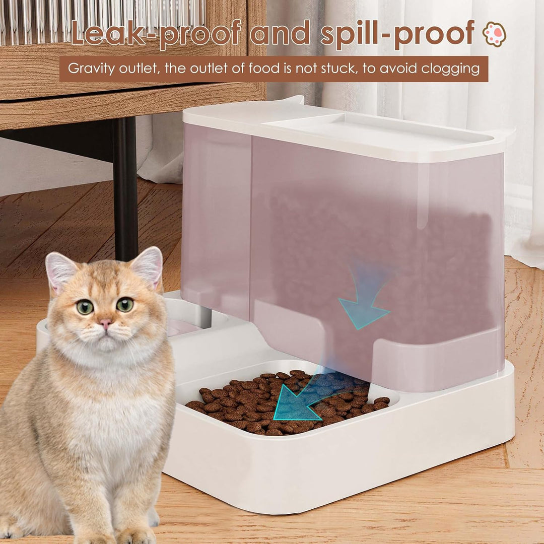 Futterautomat Katze Set, 3.8L 2-in-1 Automatischer Gravity Katzen Hund futterautomaten Wasserspender
