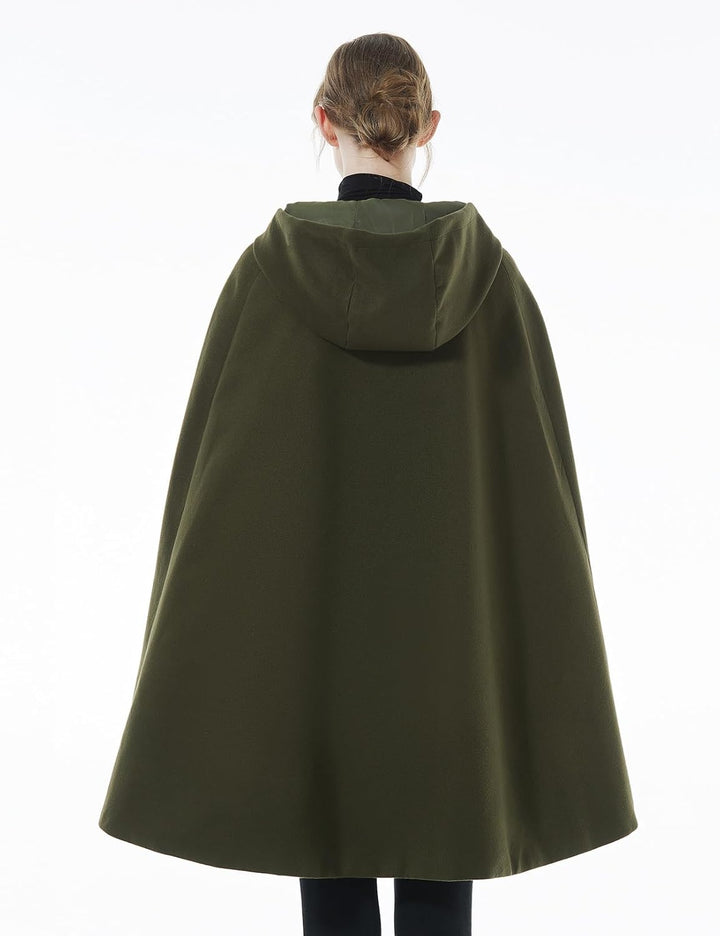 BEAUTELICATE Umhang mit Kapuze Mantel Wollmischung Damen Poncho Cape Lose Trenchcoat Outwear Hochzei