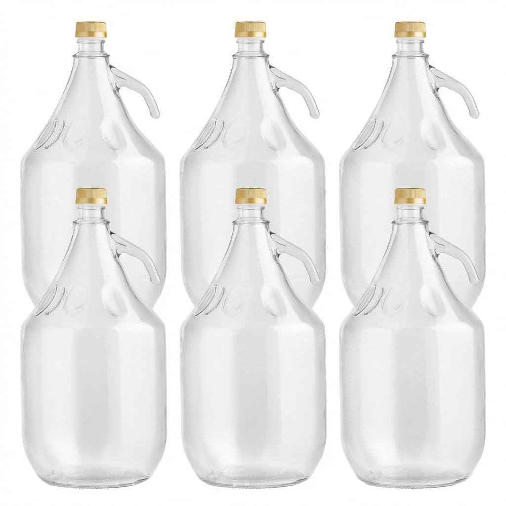 lilawelt24 6 STÜCK 5L Gärballon mit SCHRAUBVERSCHLUSS Flasche Glasballon Weinballon Glasflasche