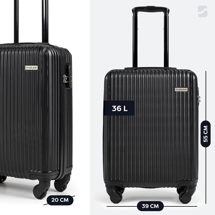 Kabinenkoffer 55x39x20 cm, 36 l, Reisekoffer Handgepäck, Hartschale aus ABS, Vier 360°-Spinner-Rolle