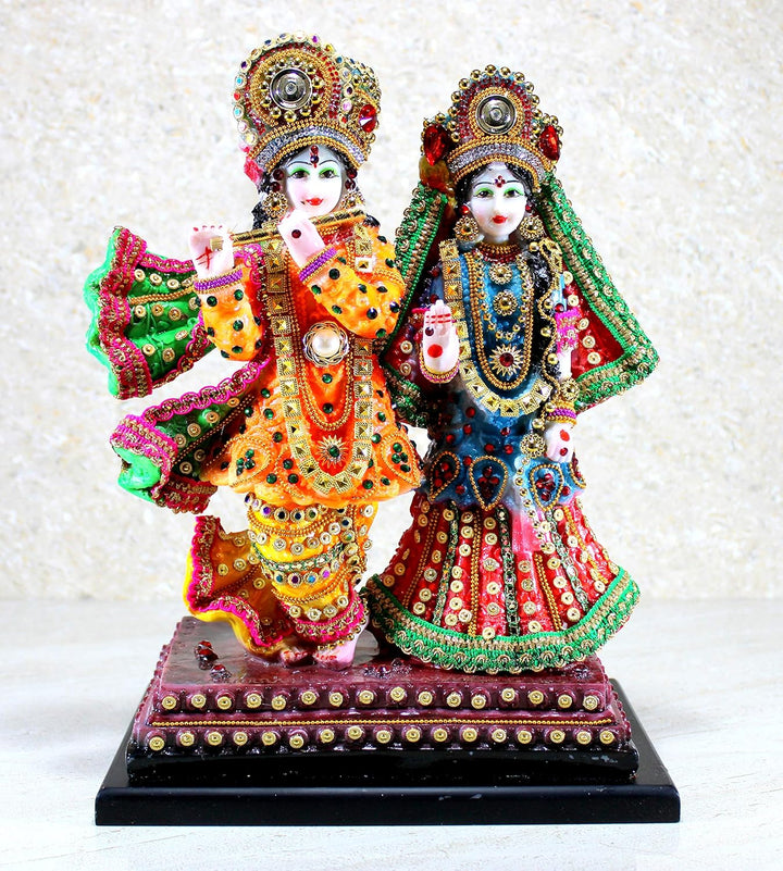eSplanade Resin Radha Krishna on Chair Murti Idol Statue Sculpture (Radha Krishna Standing), Radha K