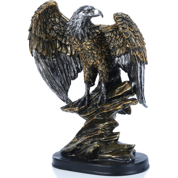 H&W 26cm H Patriotischer Adler Statue,Sandstein Harz Skulpturen für Männer,Wildvogel Adler Figuren,A