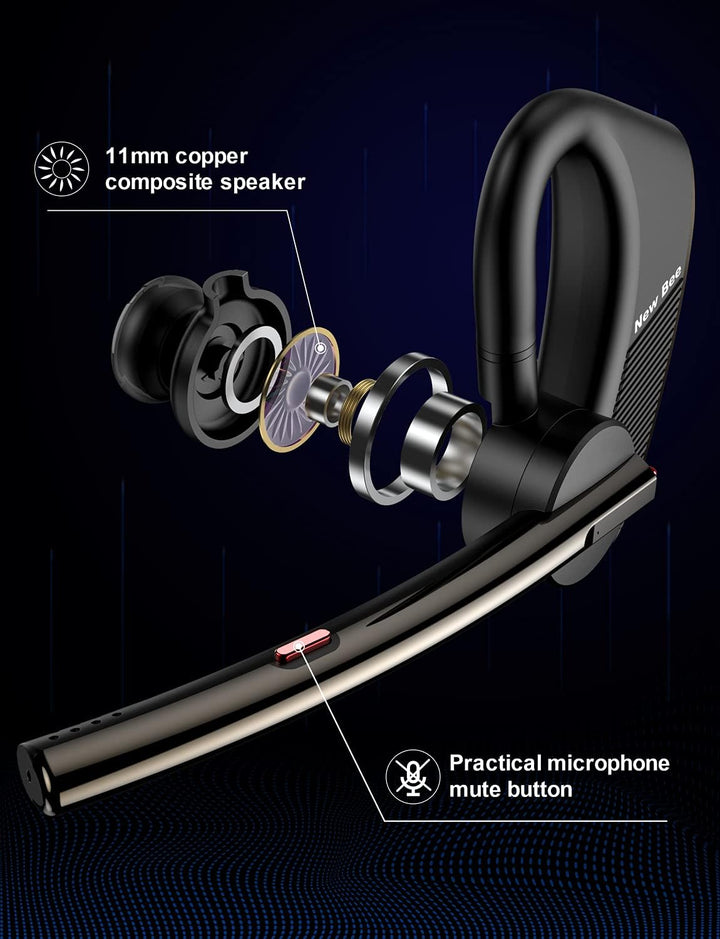 New bee Bluetooth Headset mit Mikrofon Bluetooth V5.2 Wireless Headset 24Hrs Sprechzeit CVC8.0 Dual