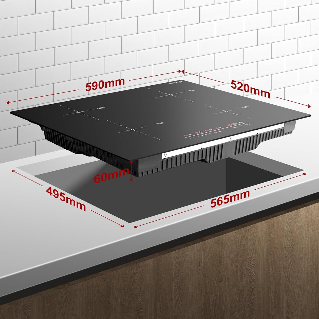 GASLAND Chef IH60BF-DE Einbau Induktionskochfeld 60 cm 4 Kochzonen, Autarkes Kochfeld 4 Platten mit