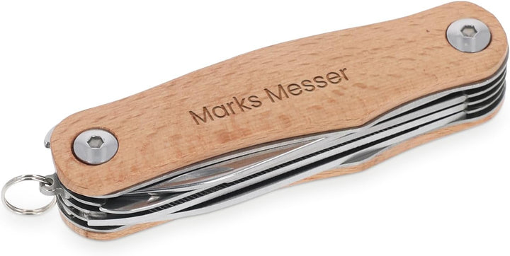 your surprise Personalisiertes Taschenmesser mit Gravur – Taschenmesser aus Buchenholz, personalisie