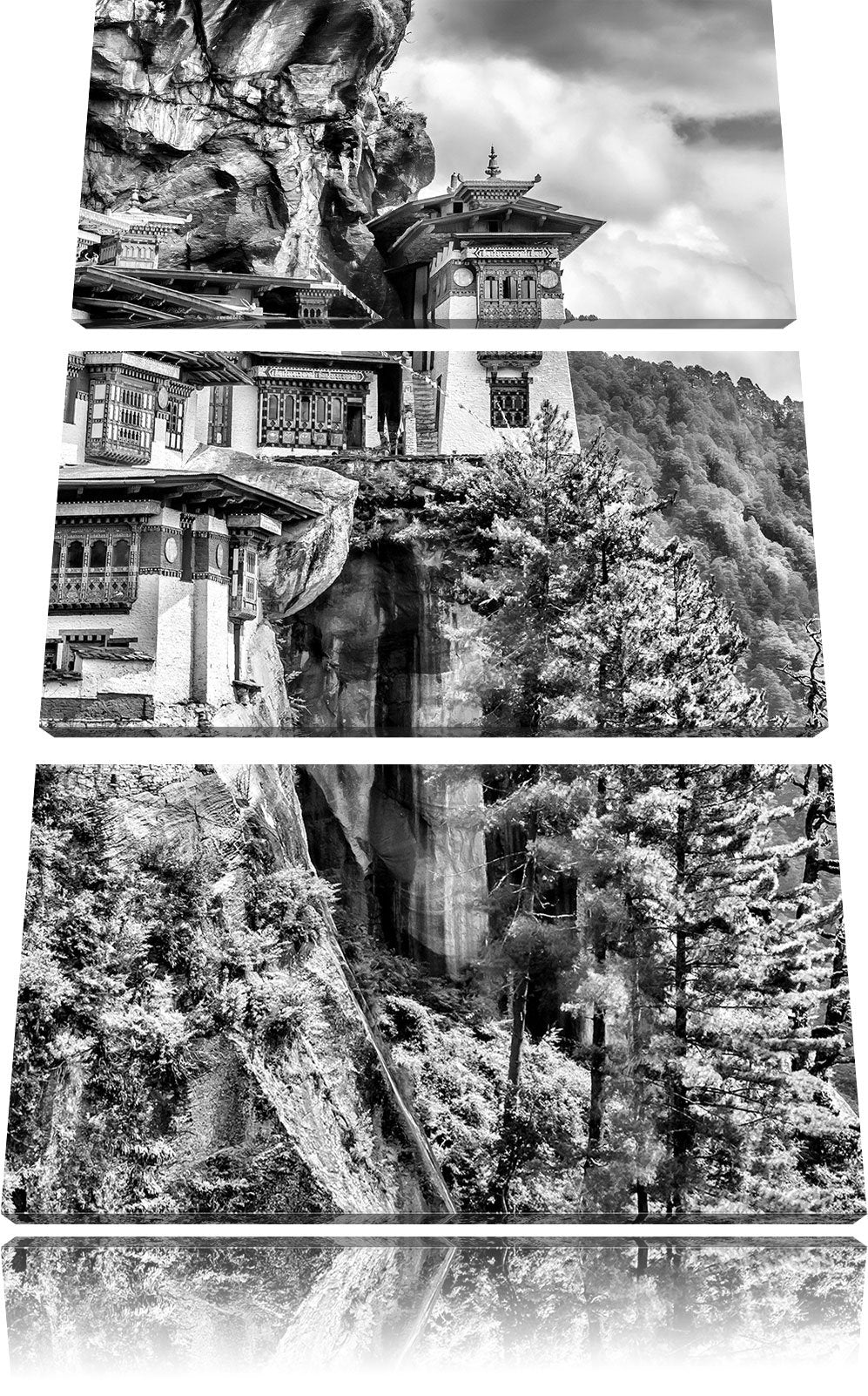 Pixxprint Buddha Tempel in China als Leinwandbild/Grösse: 3 Teilig (120x80) cm/Wandbild/Kunstdruck/f