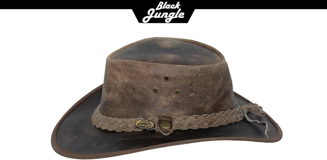 Black Jungle Bulat Lederhut, Westernhut, Australienhut, Cowboyhut XS Charcoal, XS Charcoal