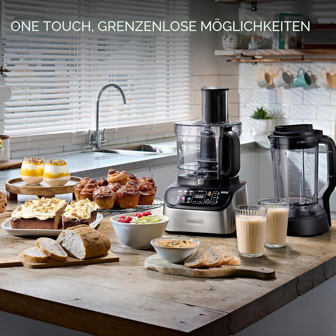 Kenwood MultiPro OneTouch FDM73.850SS – 3-in-1 Kompakt-Küchenmaschine & Mixer, 12 Zubehörteile, 6 Au