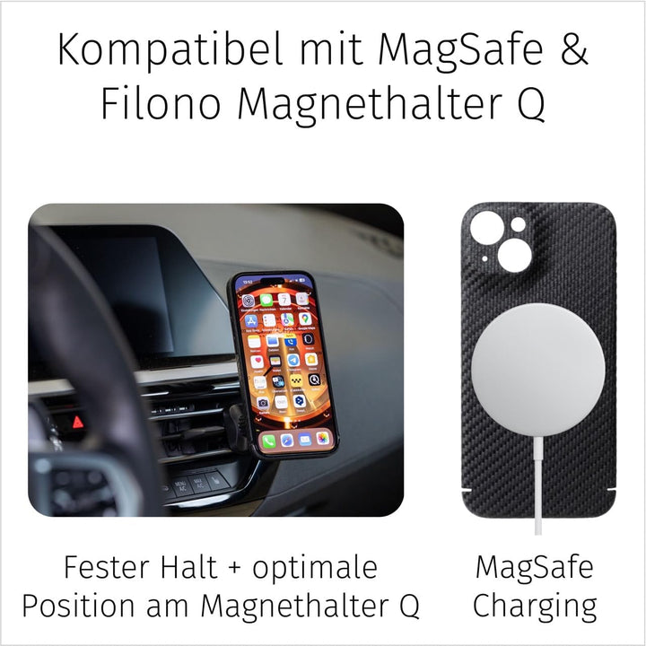 FILONO iPhone 13 Carbon Hülle kompatibel mit MagSafe ultradünn iPhone 13 CARBON Case MS, iPhone 13 C