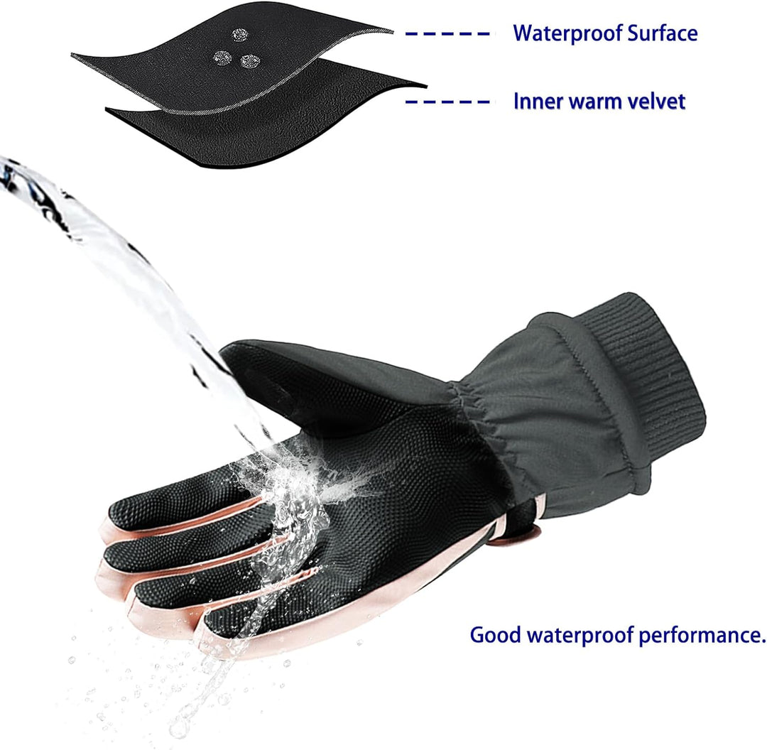 Andiker Winter Damen Skihandschuhe, Winterhandschuhe Warm, wasserdichte Touchscreen Anti Rutsch Snow