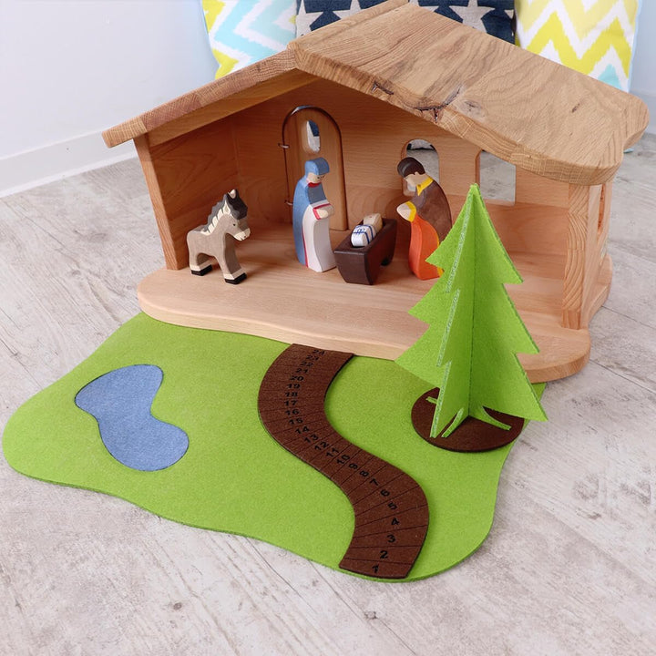 Weihnachtskrippe aus Holz | Krippenstall mit Stall und Hauptraum | Vielseitig als Bauernhof nutzbar