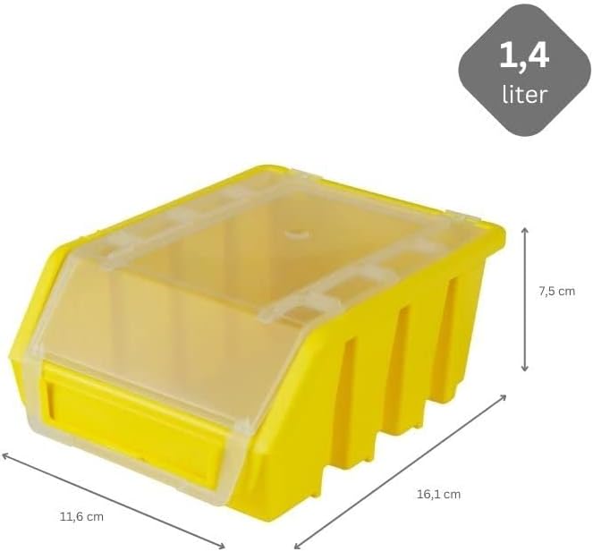 PROREGAL SuperSparSet 10x Sichtlagerbox 2 mit Deckel | HxBxT 7,5x11,6x16cm | Gelb | Sichtlagerbehält