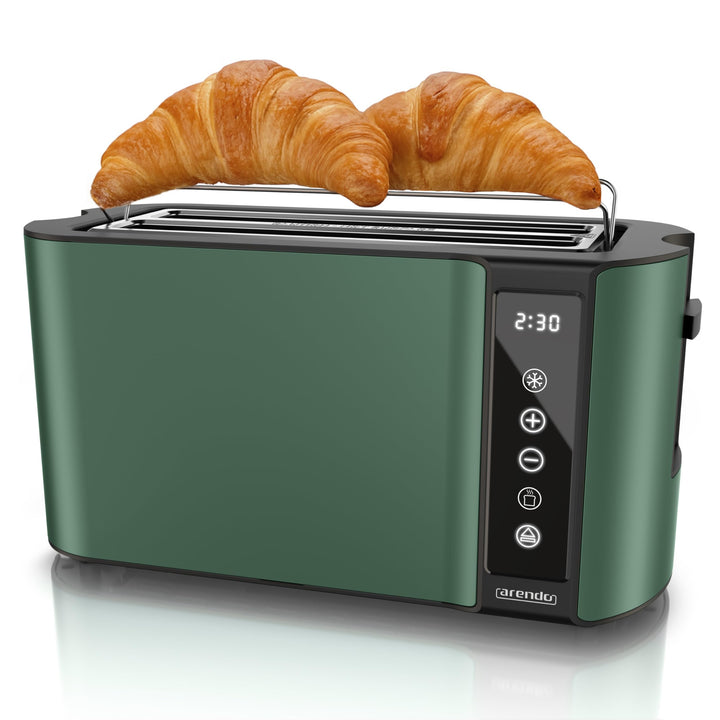 Arendo - Edelstahl Toaster Langschlitz 4 Scheiben- Touchscreen – Doppelwandgehäuse – 1500 W – Integr