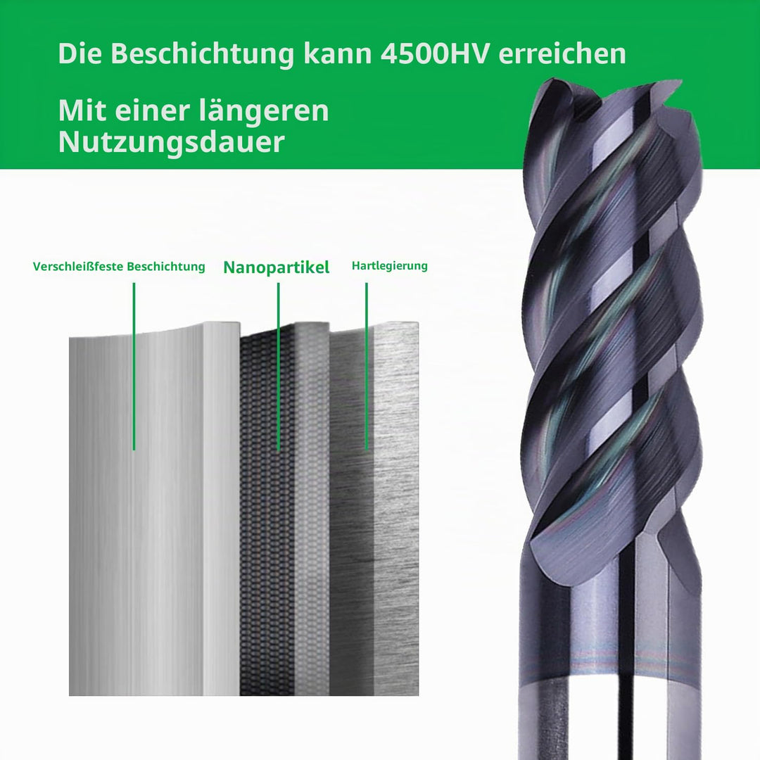 5 Stücke Hartmetall Schaftfräser 3mm, 4 Zähne/4 Schneiden CNC Fräser, HRC 55, AlTiN Schwarz Beschich