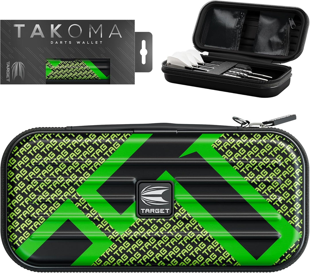 Target Darts Takoma Tag Darts Wallet, Standardgrösse, Grün | Dart Tasche für insgesamt 3 Darts | Eva