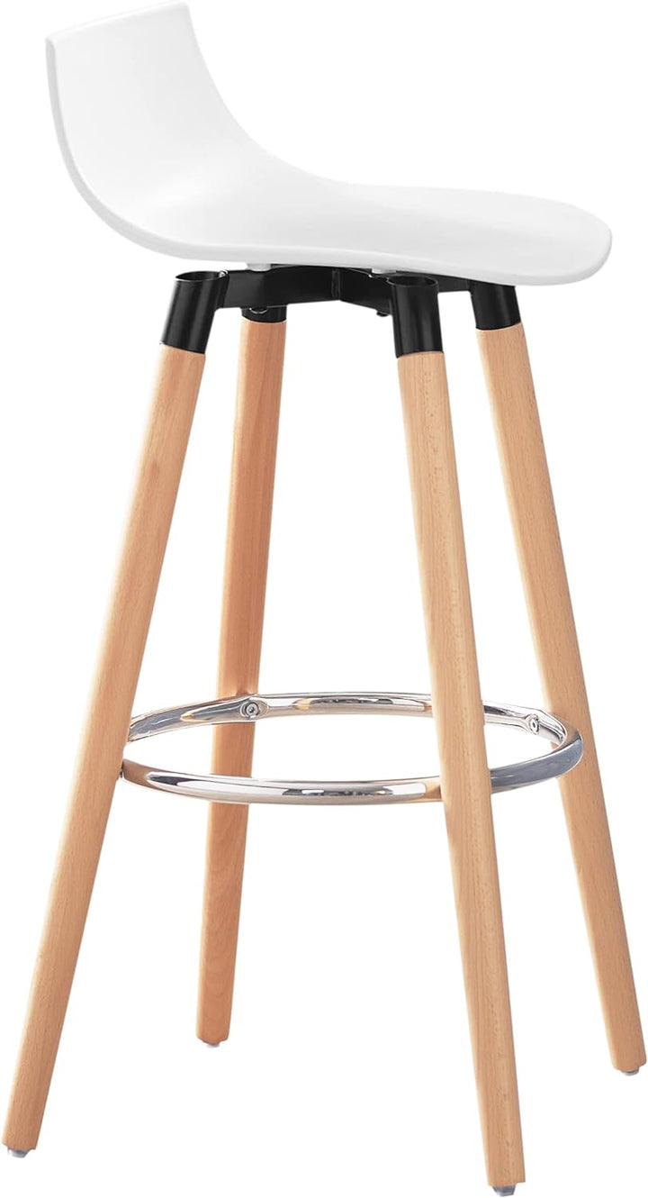 SoBuy FST86-W Barhocker mit Fussstütze Barstuhl Tresenhocker Barstuhl mit Rücklehne weiss Beine aus