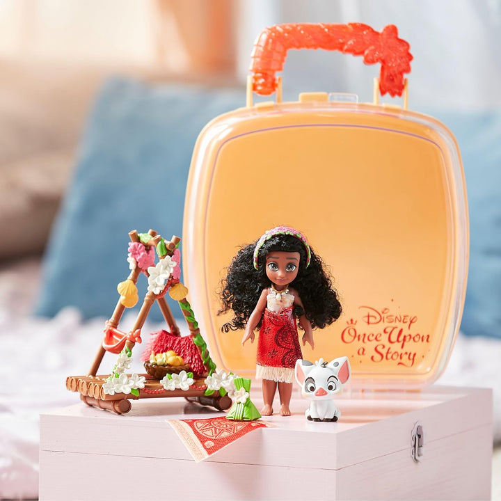 Disney Store Offizielles Vaiana Minipuppen-Spielset, Once Upon a Story Kollektion, 8-TLG., Figurense