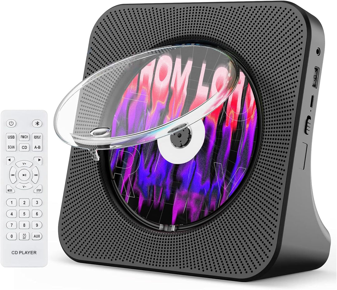 Bluetooth CD Player mit Radio, Tragbar CD Player für Zuhause, Desktop CD Player mit integriertem Dua