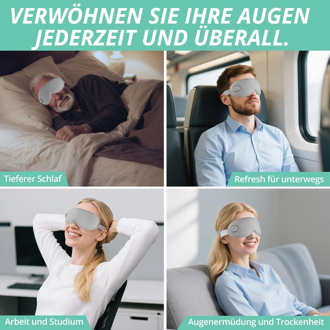 VINTEAM Kabellose Wärmebrille mit Akku – 3D Augenmaske für Trockene Augen, Entspannung und Linderung