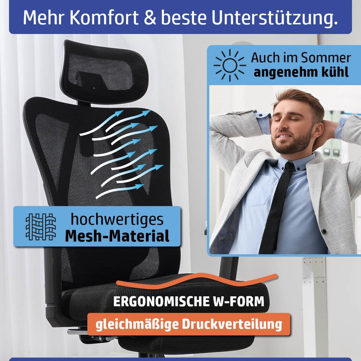 Bürostuhl Schreibtischstuhl | verstellbare Armlehnen & Kopfteil | 6 Modelle | Ergonomisch | stufenlo