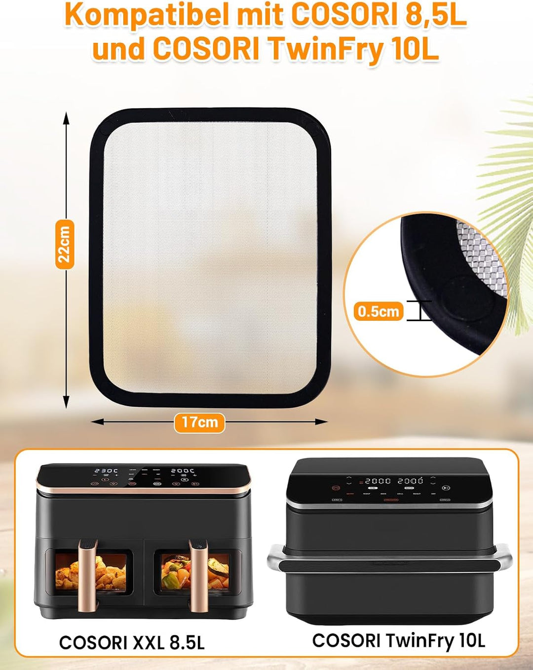 2 Stück Magnetischer Edelstahl Spritzschutz für COSORI Dual Blaze Twinfry 10L / COSORI Heissluftfrit