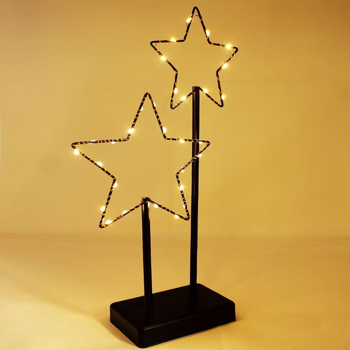 ToCi Deko-Aufsteller Stern mit LED-Beleuchtung | Metall-Leuchter mit 30 LEDs | 24 x 5 x 40 cm, 40 cm