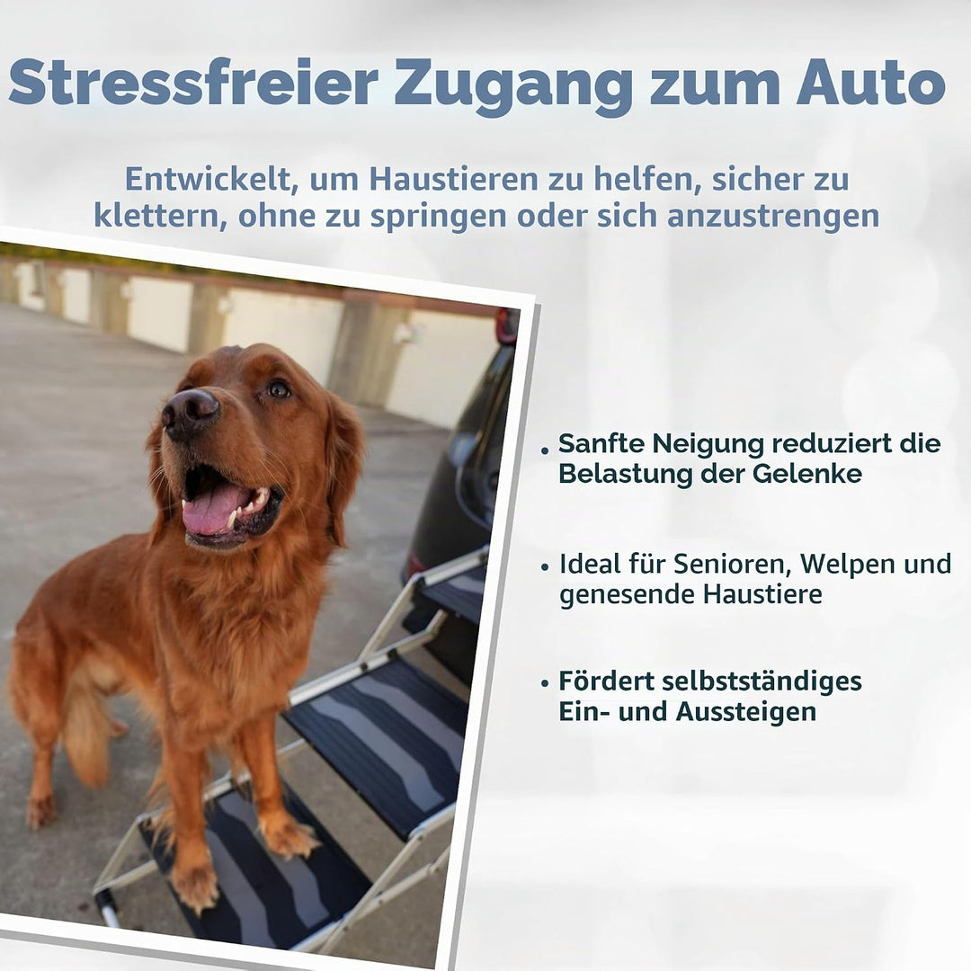 Trixie Haustiertreppe, zusammenklappbar, 4 Stufen, leicht, Aluminium, tragbare Treppe, Haustiertrepp
