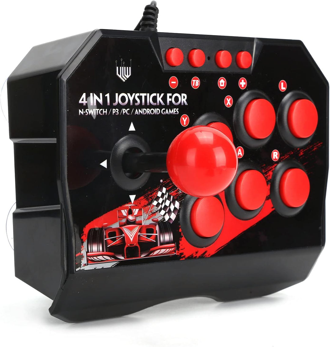 Metall-Joystick, Kabelgebundener Universal-Kampfstab, Starkes Gehäuse, Schwarze und Rote Farbe, Spie