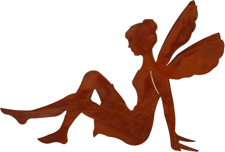 Rostikal Fee Elfe Gartenfigur 25 cm - Gartenfiguren & Gartenstatuen, Rost Gartendeko Figuren für dra