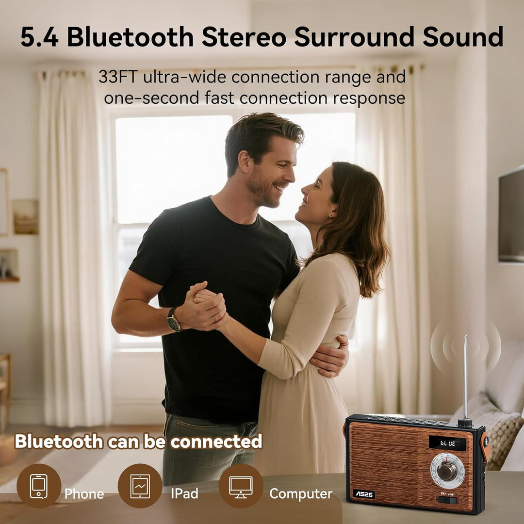 COLSUR Retro Radio mit Bluetooth Lautsprecher, Tragbarer Vintage Radio mit AM/FM Radios mit Batterie