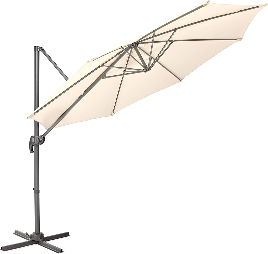 SVITA Sonnenschirm Ø 300 cm Aluminium-Ampelschirm mit Ständer und Kurbel, 360° Hebel-Konstruktion, k