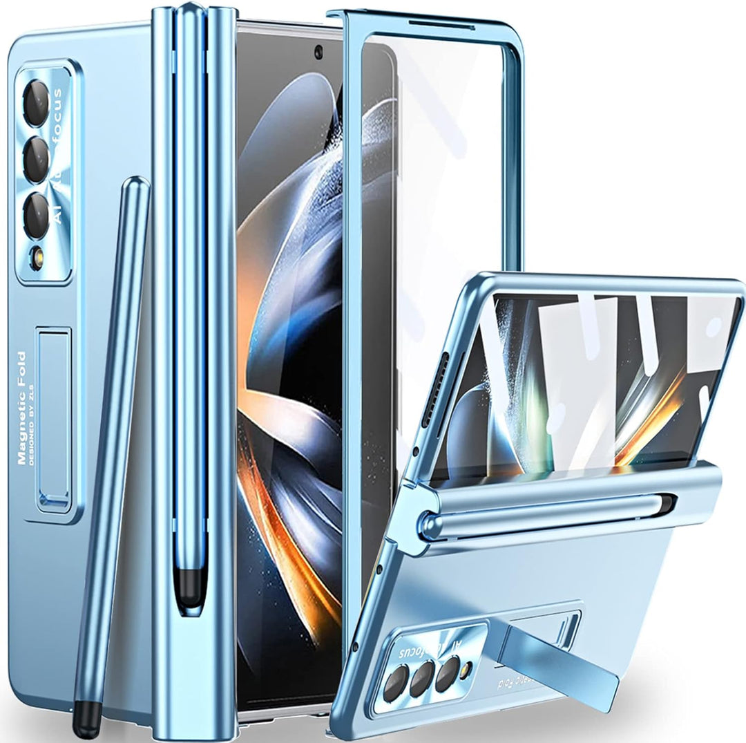 Miimall Kompatibel mit Samsung Galaxy Z Fold 4 Hülle mit S Pen+Displayschutz+Kameraschutz, [Scharnie