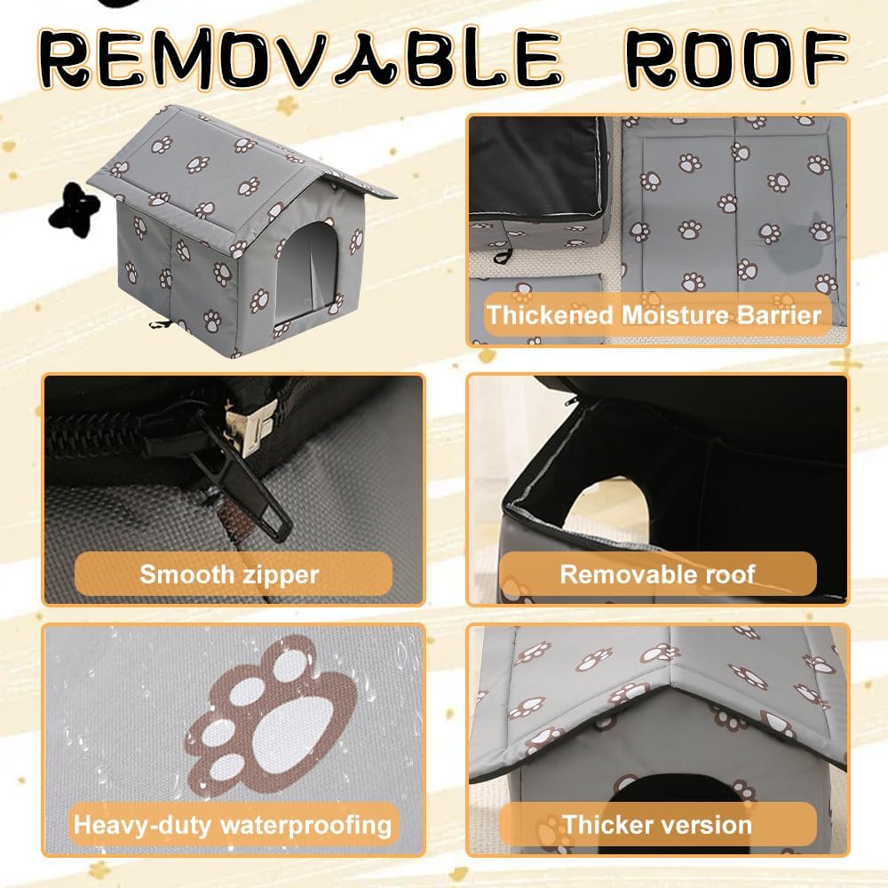 Katzenhaus Outdoor, Katzenhaus Outdoor Winterfest Isoliert, Katzenhöhle für Draussen Wasserdicht mit