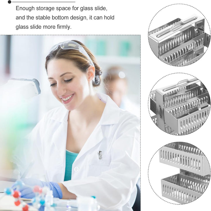 Edelstahl Färbegestell Für Mikroskop Objektträger 30 Positionen Tragbares Und Stabiles Glaschieber H