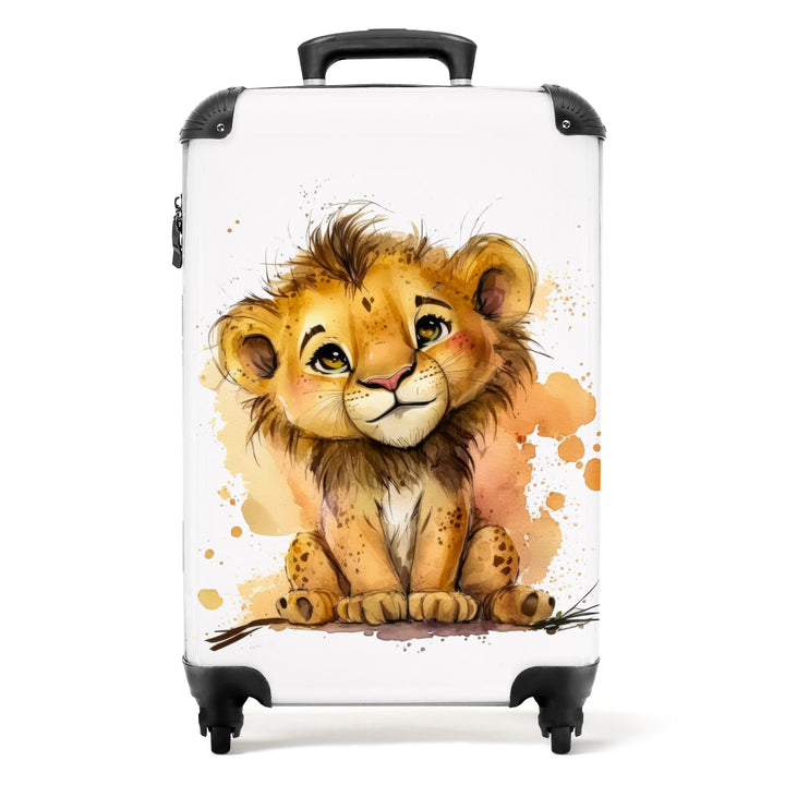 NoBoringSuitcases.com® Koffer Handgepäck Trolley Rollkoffer Kleine Reisekoffer mit 4 Rollen - Löwe -