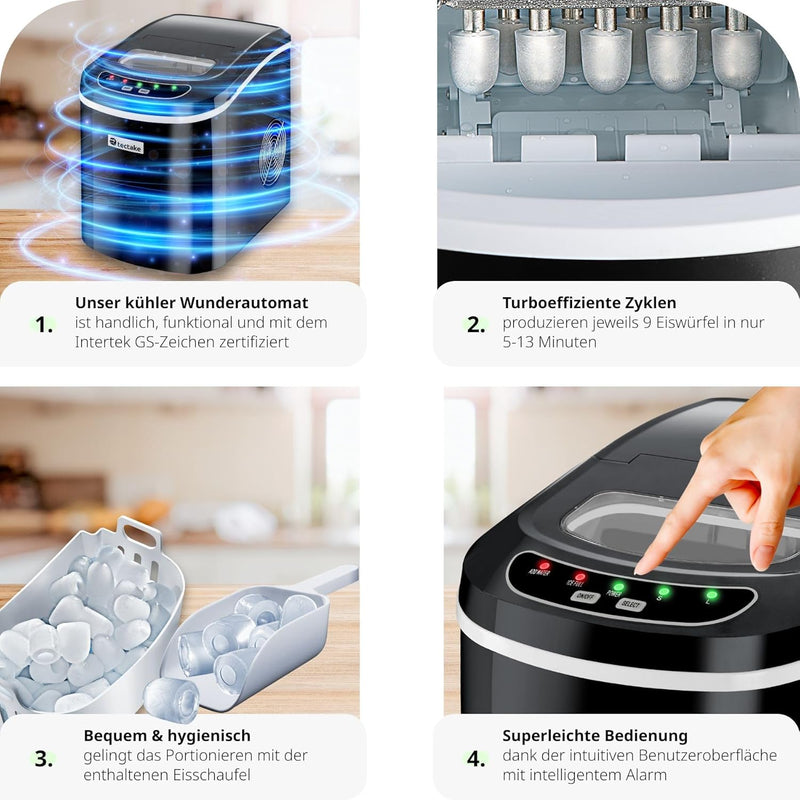 TecTake Eiswürfelmaschine -Diverse Farben-, Schwarz