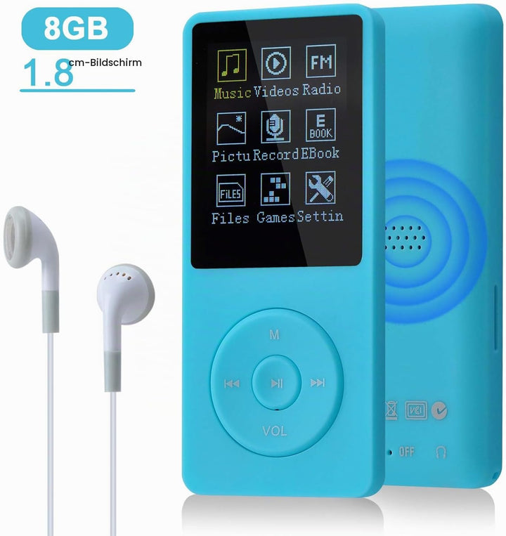 8GB Tragbare MP3 Musik Player, Support bis zu 64GB SD Speicherkarte, Lossless Sound HiFi MP3 Player,