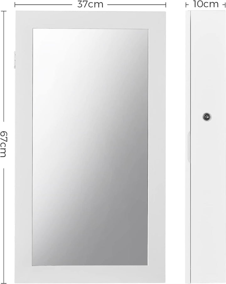 SONGMICS Schmuckschrank, Spiegelschrank, Hängeschrank, abschliessbarer Wandschrank, platzsparender S