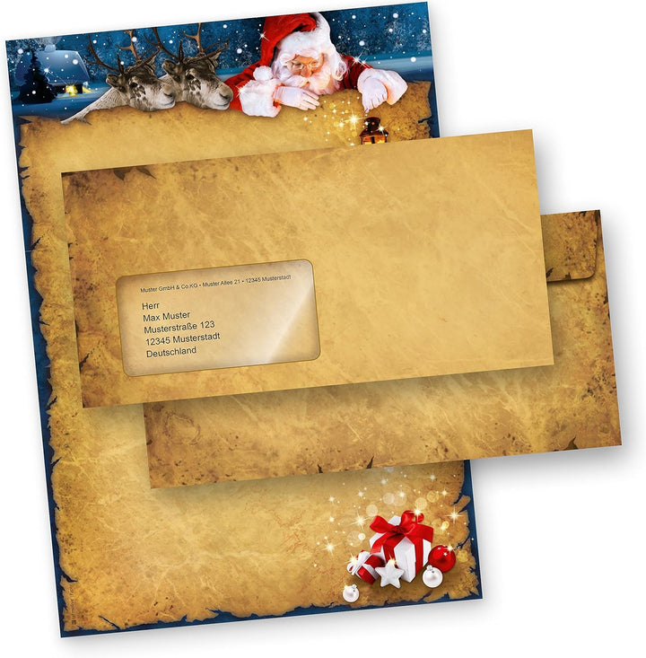 Nordpol Express 500 Sets Weihnachtsbriefpapier mit Fensterumschlag Briefpapier Weihnachten mit Umsch