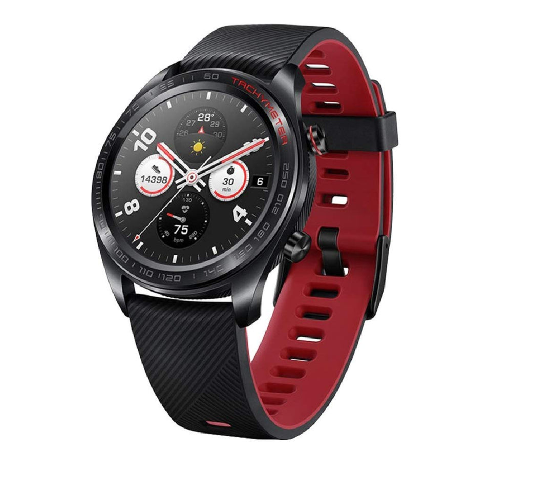 HONOR Smartwatch im klassischen Uhrendesign mit 3 cm (1,2 Zoll) AMOLED Display, Meteorite Black + Ro