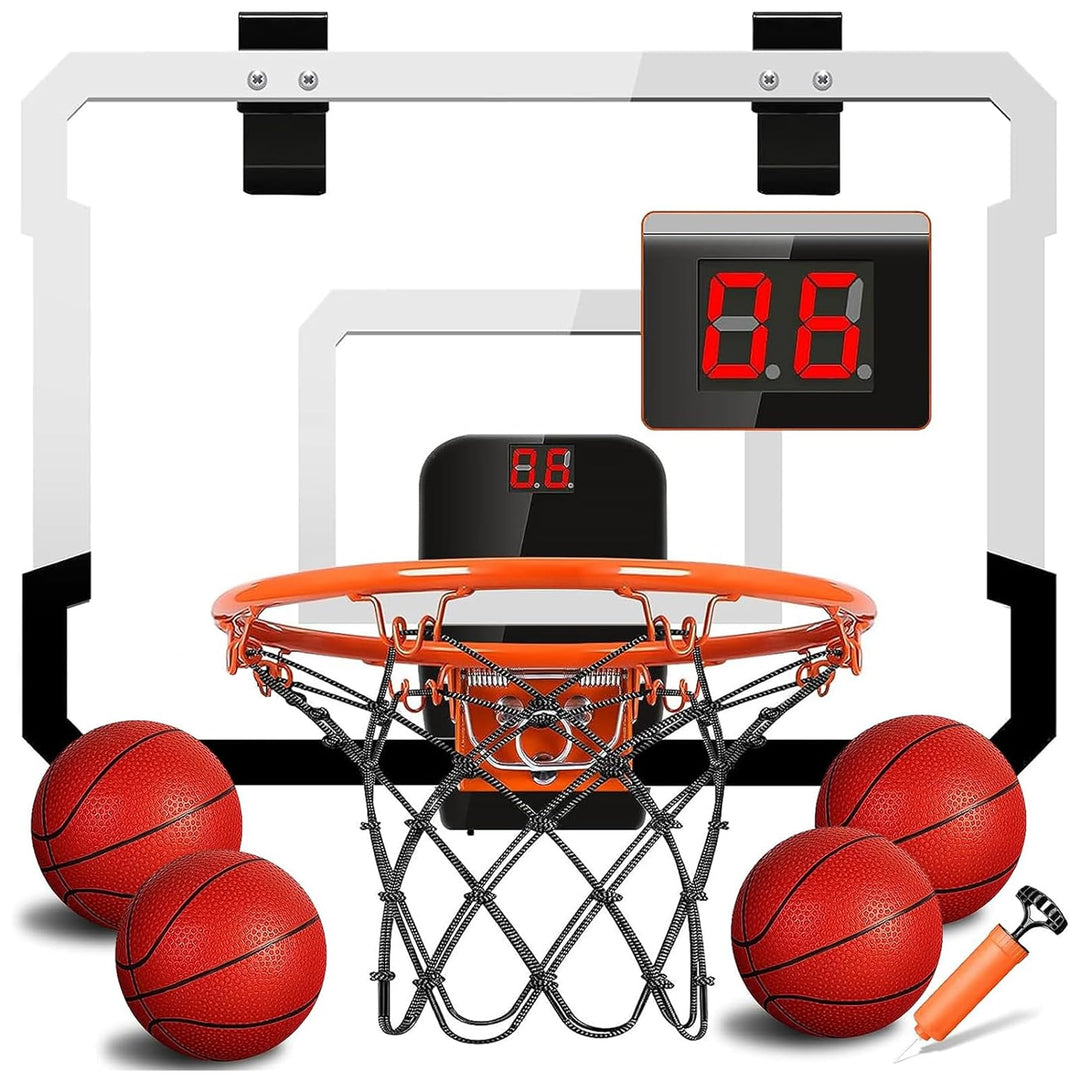 TEUVO Basketballkorb für Kinder und Erwachsene, Strong Indoor Mini Basketballkorb für Tür mit Pumpe,