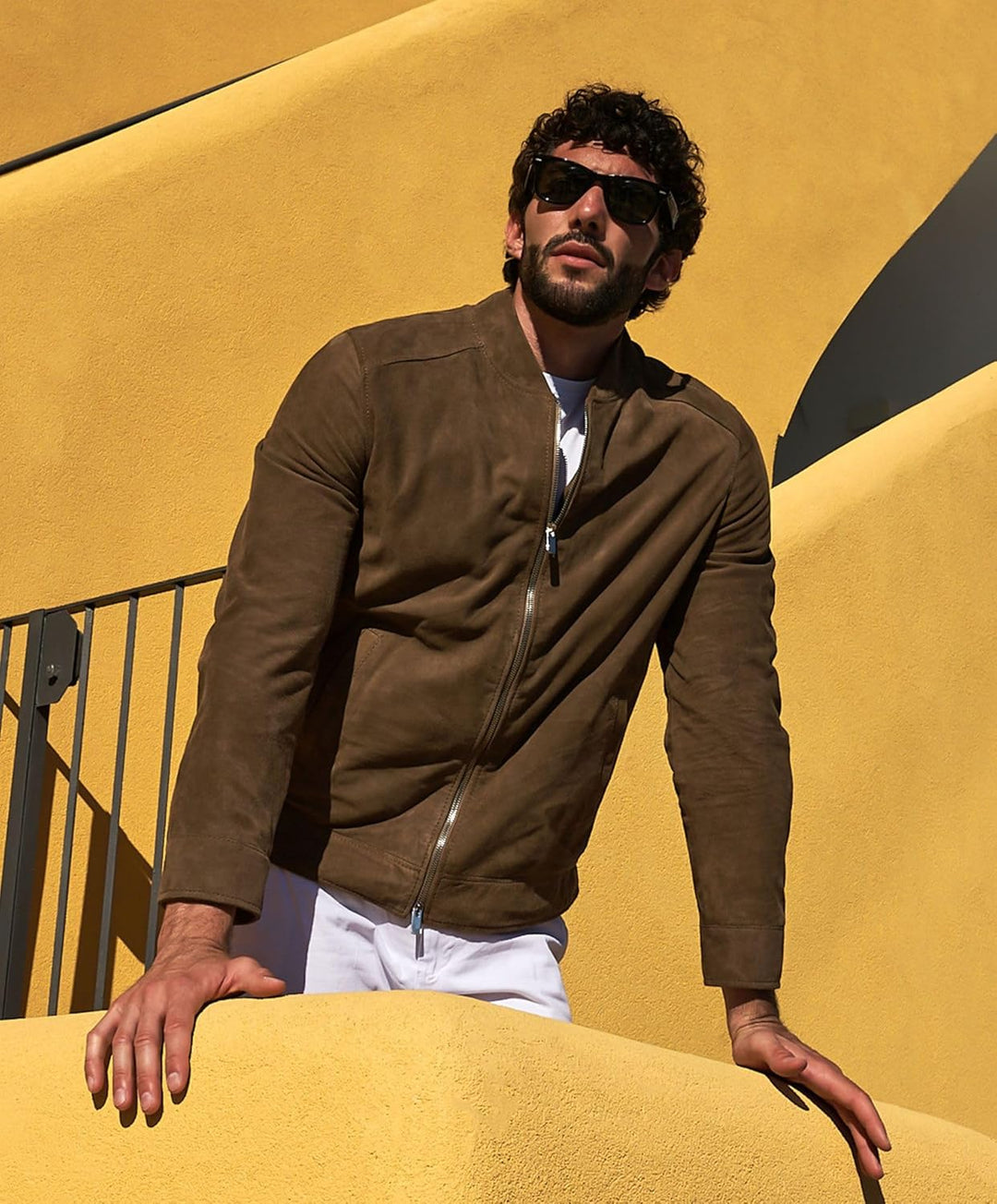 D'Arienzo Wildlederjacke Taupe Herren Echtleder Made in Italy Marlon XXS Schlammfarben, XXS Schlammf