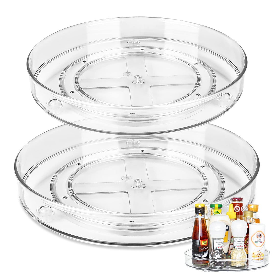 Kühlschrank Drehteller, 2 Stück Lazy Susan Drehteller Kühlschrank Organizer, Durchsichtig Drehteller