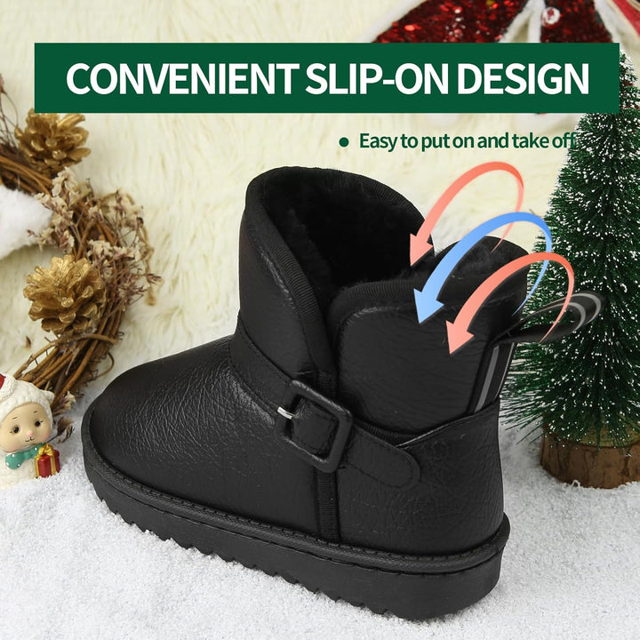Apawwa Winterstiefel MäDchen Warm GefüTtert Boots MäDchen SchlüPfen Winterschuhe Kinder Komfortabel